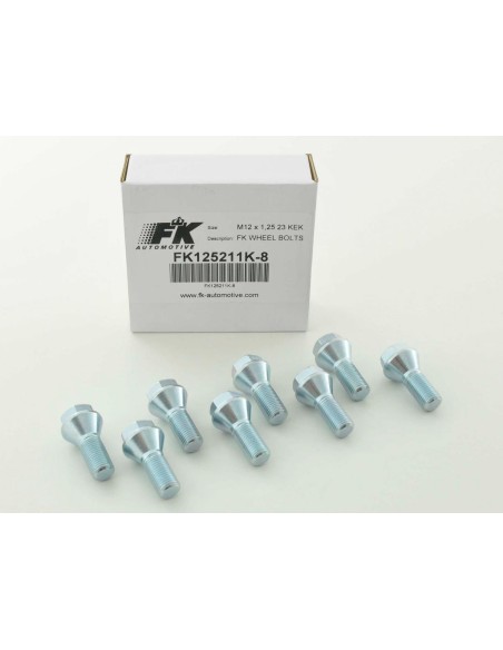 Set bulloni ruota (8 pezzi), collare conico, testa corta, lunghezza albero 22mm M12x1,25 argento
