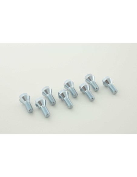 Set di bulloni per ruote (8 pz.) Lunghezza albero 21 mm, collare conico, testa corta, argento M12x1,5