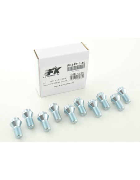 Set di bulloni per ruote (10 pezzi) lunghezza albero 21 mm, collare conico argento M14x1,5