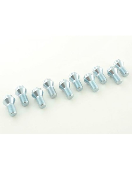 Set di bulloni per ruote (10 pezzi) lunghezza albero 21 mm, collare conico argento M14x1,5