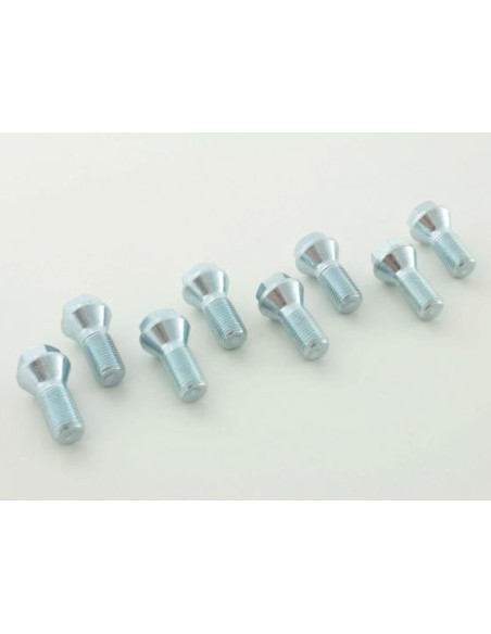 Set bulloni ruota (8 pz.) Lunghezza gambo 26mm, collare conico, testa corta, argento M12x1,5