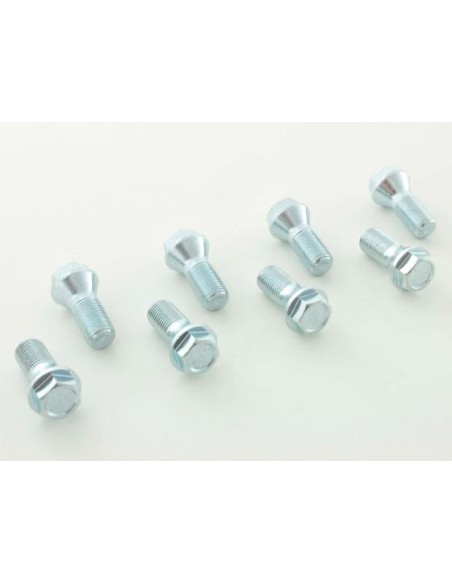 Set bulloni ruota (8 pz.) Lunghezza gambo 26mm, collare conico, testa corta, argento M12x1,5