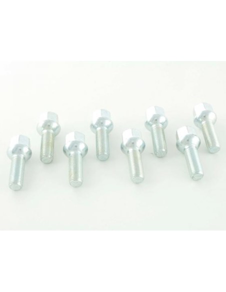 Set bulloni ruota (8 pz.) Lunghezza albero 35mm collare sferico argento M12x1,5