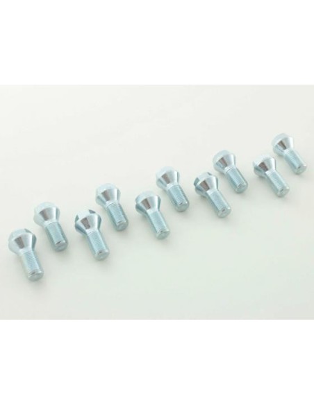 Set di bulloni per ruote (10 pezzi) lunghezza albero 26mm, collare conico, testa corta, argento M14x1,5