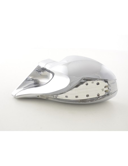 Specchietto retrovisore esterno sportivo set N-Look a 3 poli regolabile con grande indicatore di direzione cromato con guida a s