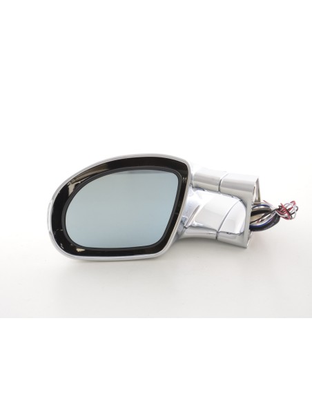 Specchietto retrovisore esterno sportivo set N-Look a 3 poli regolabile con grande indicatore di direzione cromato con guida a s