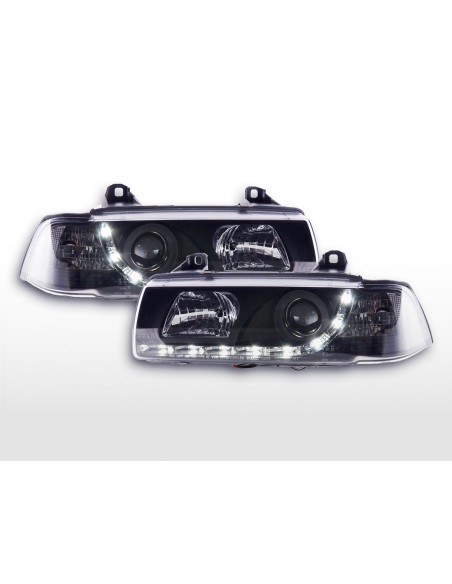 Faro Daylight Luci di marcia diurna a LED BMW Serie 3 E36 Coupe / Cabrio 92-98 nero per guida a destra