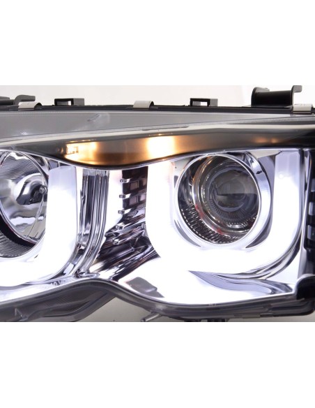 Faro Daylight LED DRL look BMW Serie 3 E46 Limo / Touring 02-05 cromato per guida a destra
