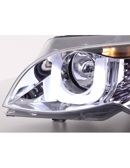 Faro Daylight LED DRL look BMW Serie 3 E46 Limo / Touring 02-05 cromato per guida a destra