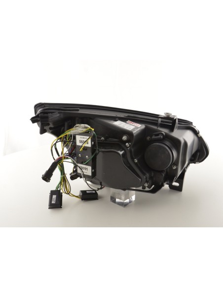 Set fari Xenon Angel Eyes LED BMW Serie 5 E60 / E61 03-04 nero per guida a destra