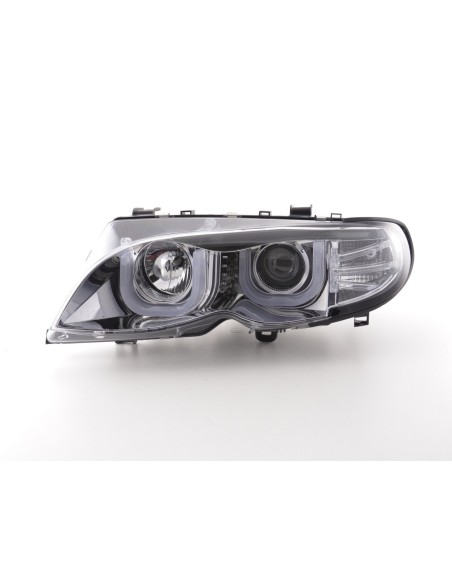 Set fari Angel Eyes BMW Serie 3 E46 Limo / Touring 02-05 cromato per guida a destra