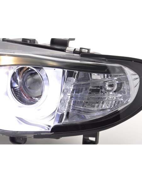 Set fari Angel Eyes BMW Serie 3 E46 Limo / Touring 02-05 cromato per guida a destra