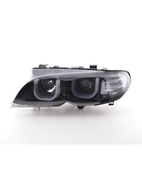 Fari Angel Eyes BMW Serie 3 E46 Limo / Touring 02-05 neri per guida a destra