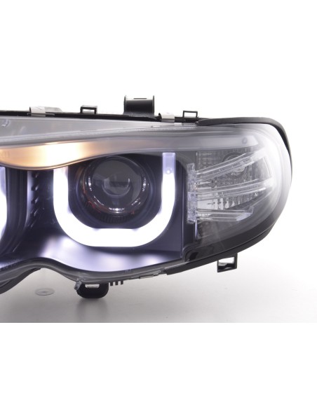 Fari Angel Eyes BMW Serie 3 E46 Limo / Touring 02-05 neri per guida a destra