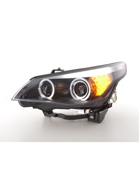 Fari allo xeno Angel Eyes LED BMW Serie 5 E60 / E61 03-04 neri