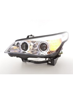 Fari allo xeno Angel Eyes LED BMW Serie 5 E60 / E61 05-07 cromati 2
