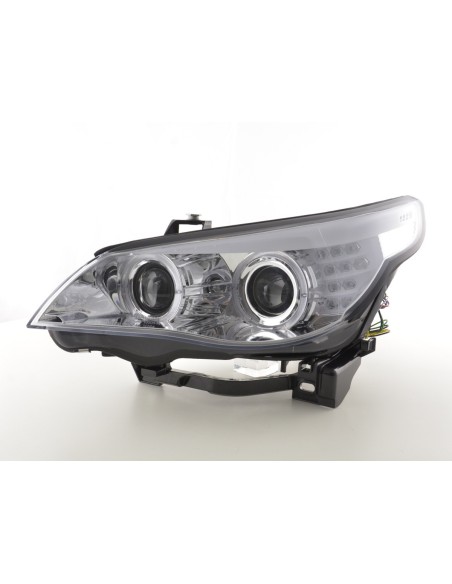 Fari allo xeno Angel Eyes LED BMW Serie 5 E60 / E61 05-07 cromati
