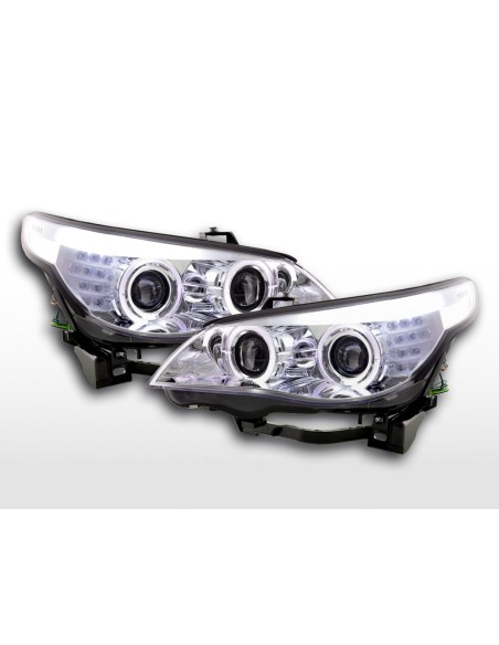 Fari allo xeno Angel Eyes CCFL BMW Serie 5 E60 / E61 05-08 cromati
