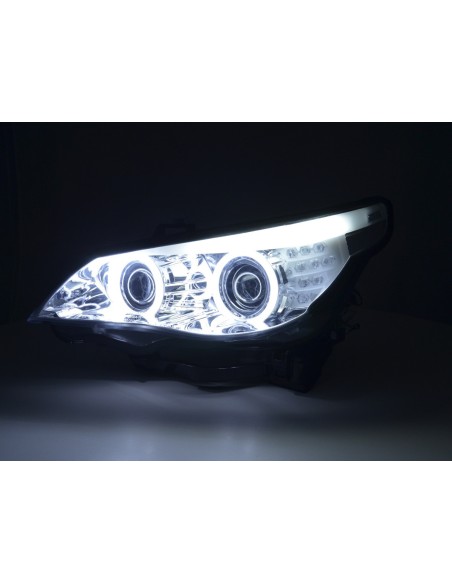 Fari allo xeno Angel Eyes CCFL BMW Serie 5 E60 / E61 05-08 cromati