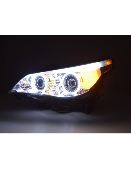 Fari allo xeno Angel Eyes CCFL BMW Serie 5 E60 / E61 05-08 cromati