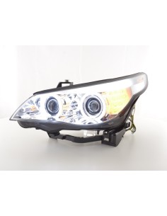 Set fari allo xeno Angel Eyes CCFL BMW Serie 5 E60 / E61 05-08 cromato per guida a destra 2