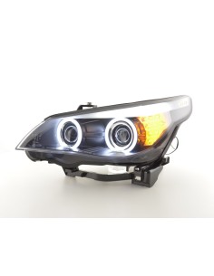 Set fari allo xeno Angel Eyes CCFL BMW Serie 5 E60 / E61 05-08 nero per guida a destra 2