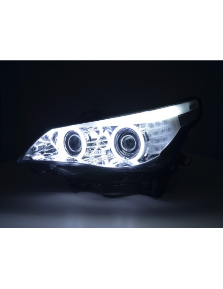 Set fari allo xeno Angel Eyes CCFL BMW 5er E60 / E61 03-04 cromato