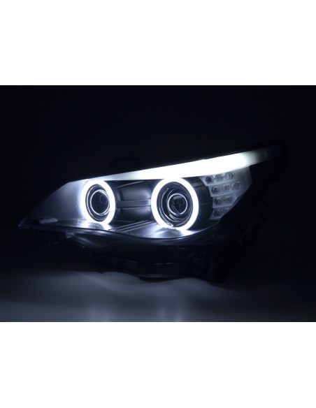 Fari allo xeno Angel Eyes CCFL BMW Serie 5 E60 / E61 03-04 neri