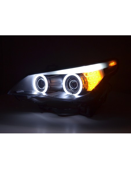 Fari allo xeno Angel Eyes CCFL BMW Serie 5 E60 / E61 03-04 neri