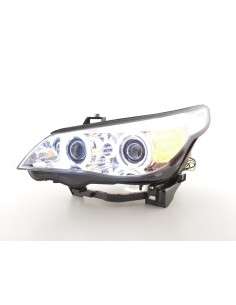 Set fari allo xeno Angel Eyes CCFL BMW Serie 5 E60 / E61 03-04 cromato per guida a destra 2