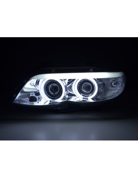 Fari anteriori Xenon Daylight CCFL DRL look BMW X5 E53 03-06 cromato