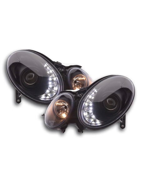 Faro Daylight LED DRL look Mercedes Classe E tipo W211 02-06 nero