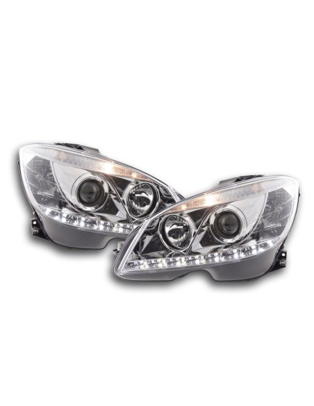 Faro Daylight LED DRL look Mercedes Classe C W204 07-10 cromato