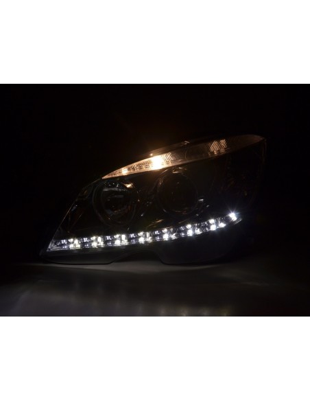 Faro Daylight LED DRL look Mercedes Classe C W204 07-10 cromato