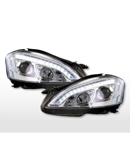 Set di fari Xenon Daylight LED DRL look Mercedes-Benz Classe S (221) 05-09 cromato