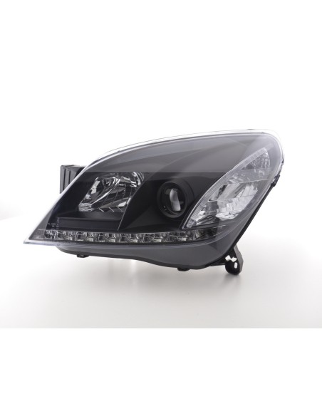 Faro Daylight LED DRL look Opel Astra H 04-10 nero per guida a destra