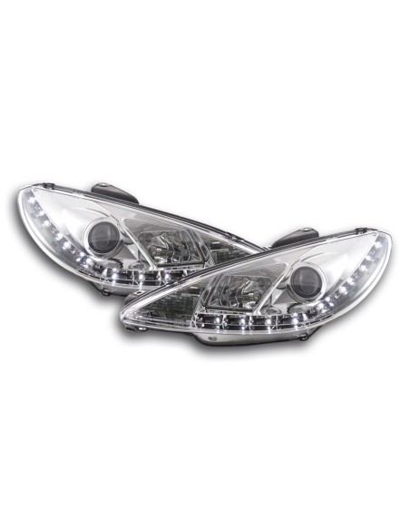 Faro Daylight LED DRL look Peugeot 206 98-07 cromato