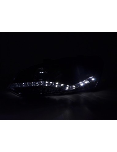 Faro Daylight LED DRL look VW Polo tipo 6R 2010- nero