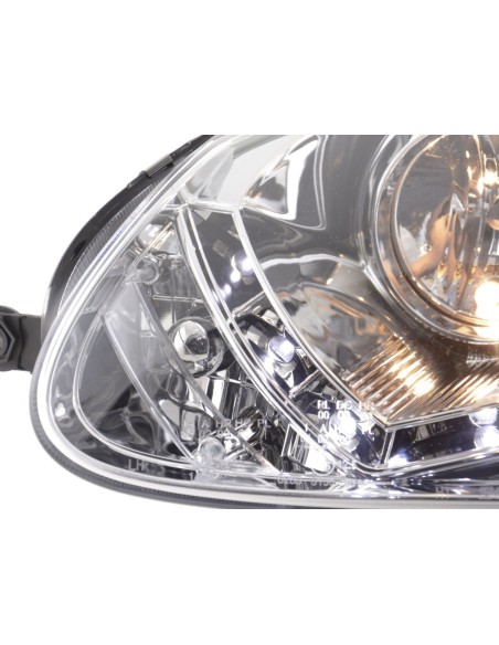 Faro Daylight LED DRL look VW Golf 5 tipo 1K 03-08 cromato per guida a destra