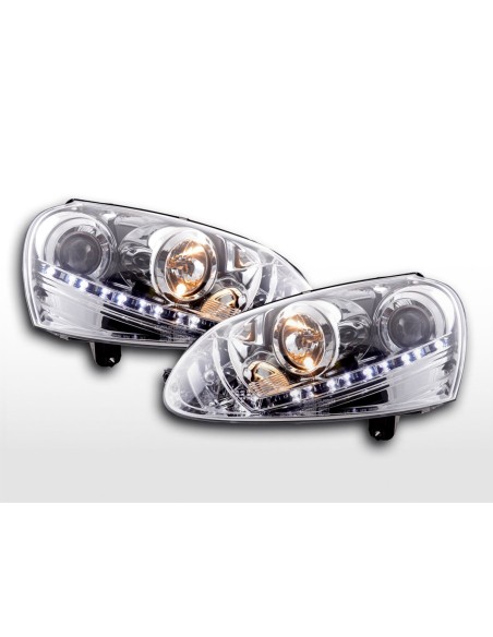 Faro Daylight LED DRL look VW Golf 5 tipo 1K 03-08 cromato per guida a destra