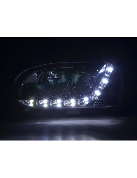 Faro Daylight LED DRL look VW Golf 3 tipo 1HXO 1EXO 91-97 cromato