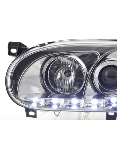Faro Daylight LED DRL look VW Golf 3 tipo 1HXO 1EXO 91-97 cromato