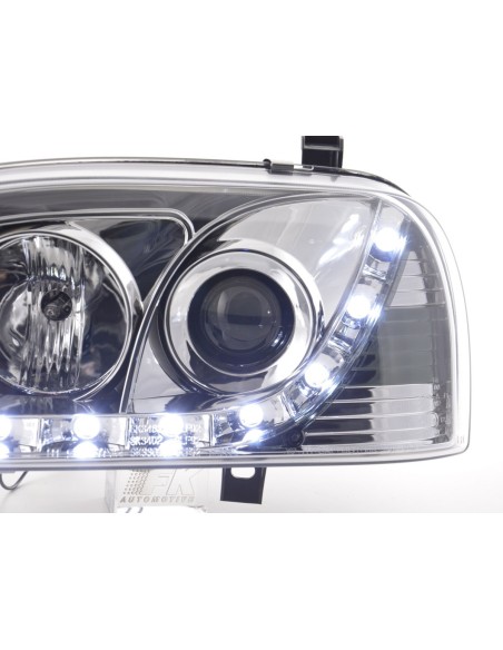 Faro Daylight LED DRL look VW Golf 3 tipo 1HXO 1EXO 91-97 cromato