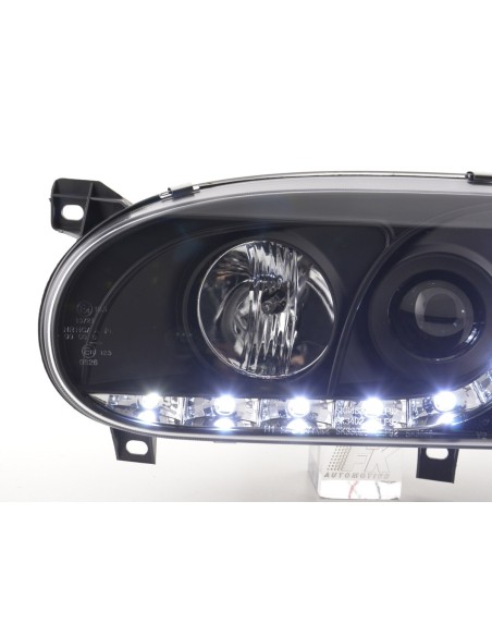 Faro Daylight LED DRL look VW Golf 3 tipo 1HXO 1EXO 91-97 nero