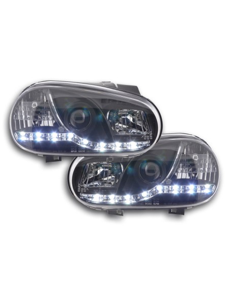 Faro Daylight LED DRL look VW Golf 4 tipo 1J 98-03 nero per guida a destra