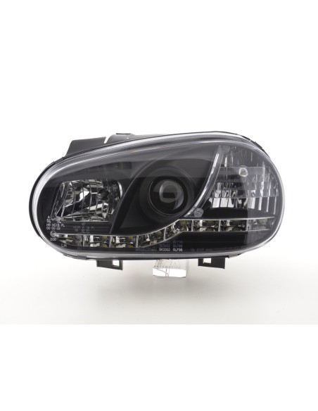 Faro Daylight LED DRL look VW Golf 4 tipo 1J 98-03 nero per guida a destra