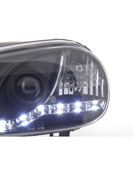 Faro Daylight LED DRL look VW Golf 4 tipo 1J 98-03 nero per guida a destra