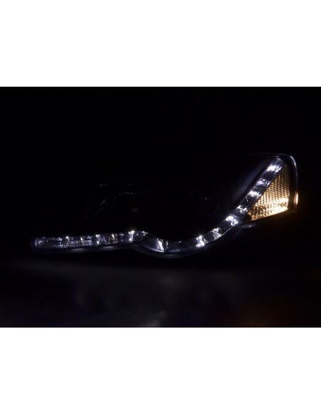 Faro Daylight LED DRL look VW Passat tipo 3C 05- nero per guida a destra