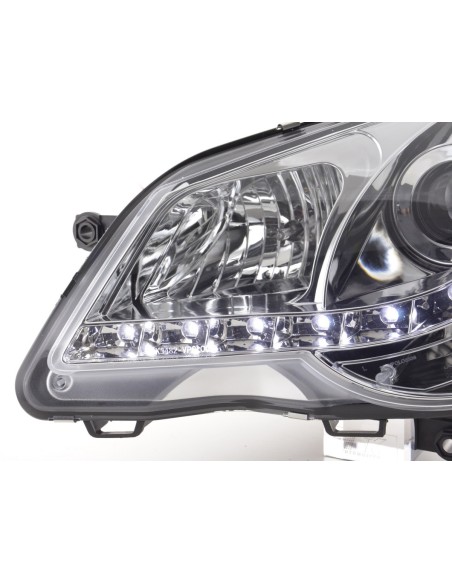 Faro Daylight LED DRL look VW Polo tipo 9N3 05-09 cromato per guida a destra
