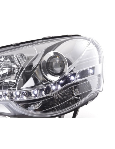 Faro Daylight LED DRL look VW Polo tipo 9N3 05-09 cromato per guida a destra